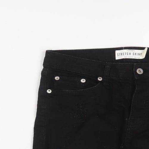 Topman Mens Black Cotton Bermuda Shorts Size 30 in L8 in Regular Button