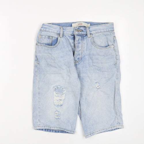 Topman Mens Blue Cotton Bermuda Shorts Size 28 in L11 in Regular Button
