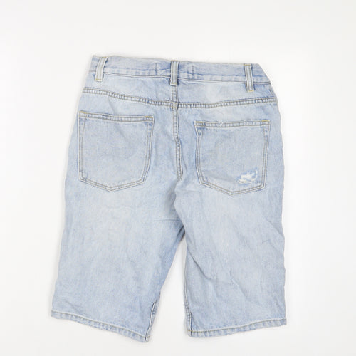 Topman Mens Blue Cotton Bermuda Shorts Size 28 in L11 in Regular Button