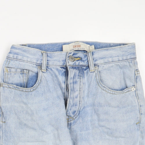 Topman Mens Blue Cotton Bermuda Shorts Size 28 in L11 in Regular Button