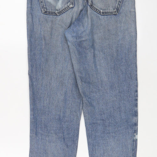 Topshop Womens Blue Geometric Cotton Straight Jeans Size 26 in L32 in Regular Zip - Heart Print