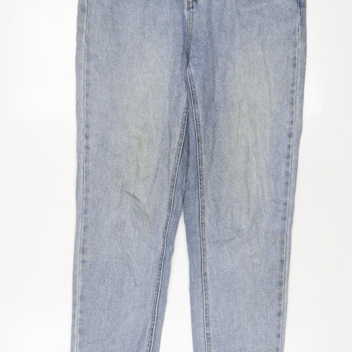 TU Womens Blue Cotton Mom Jeans Size 12 L29 in Regular Button