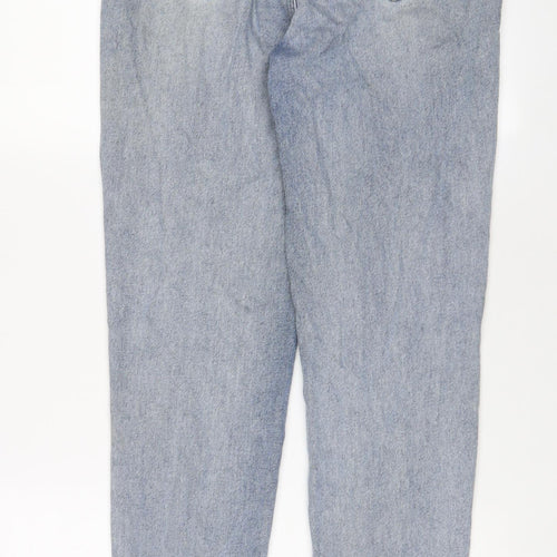 TU Womens Blue Cotton Mom Jeans Size 12 L29 in Regular Button