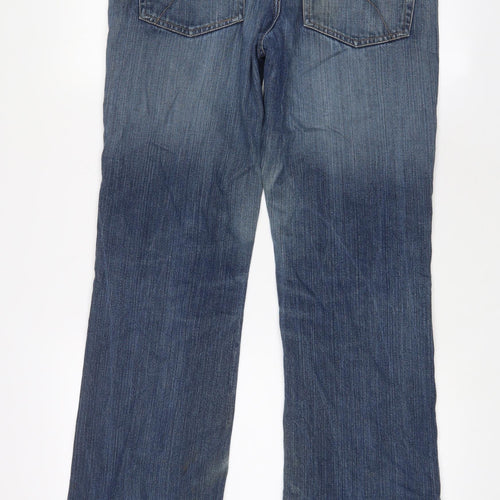 Blue Inc Mens Blue Cotton Straight Jeans Size 32 in L32 in Regular Zip