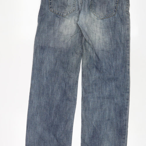 Cherokee Boys Blue Cotton Wide-Leg Jeans Size 12-13 Years L29 in Regular Zip - Adjustable waist