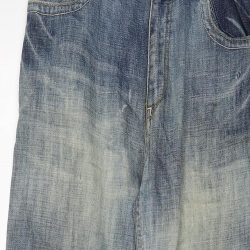 Cherokee Boys Blue Cotton Wide-Leg Jeans Size 12-13 Years L29 in Regular Zip - Adjustable waist