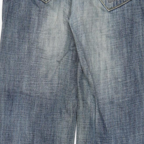 Cherokee Boys Blue Cotton Wide-Leg Jeans Size 12-13 Years L29 in Regular Zip - Adjustable waist