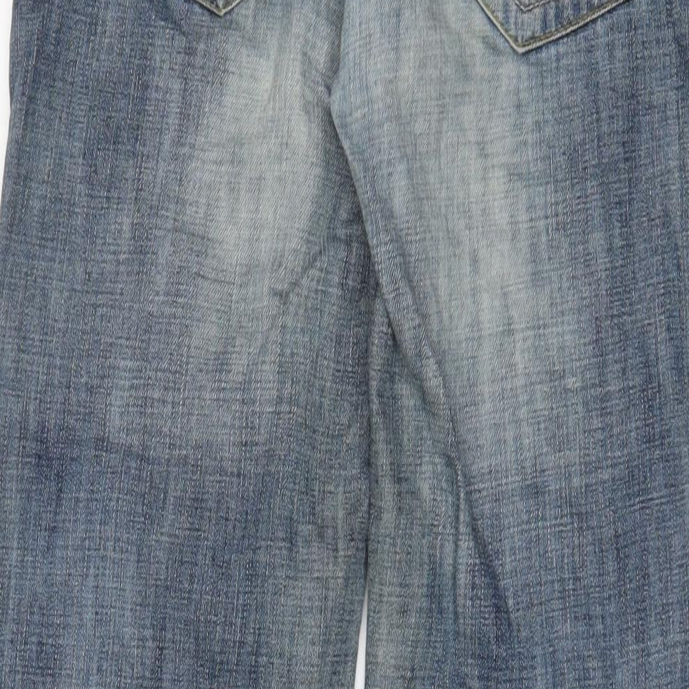 Cherokee Boys Blue Cotton Wide-Leg Jeans Size 12-13 Years L29 in Regular Zip - Adjustable waist