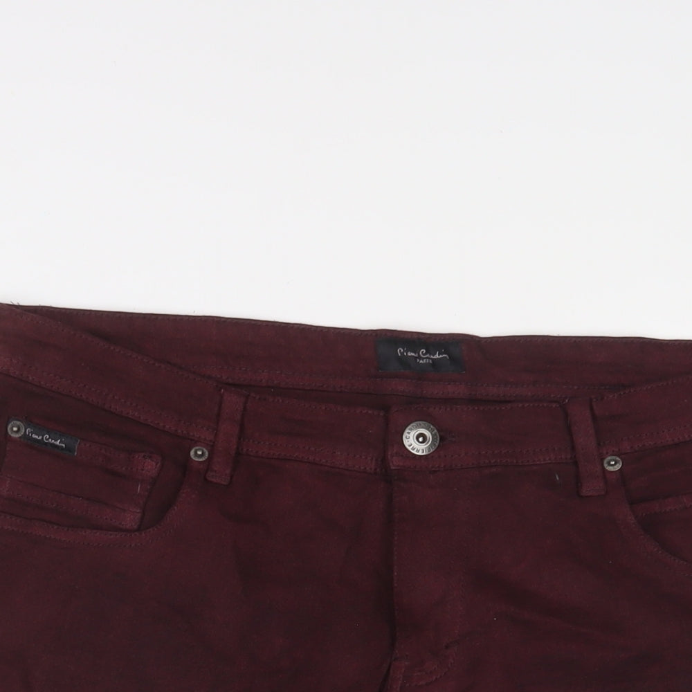 Pierre Cardin Mens Red Cotton Bermuda Shorts Size 36 in L9 in Regular Zip