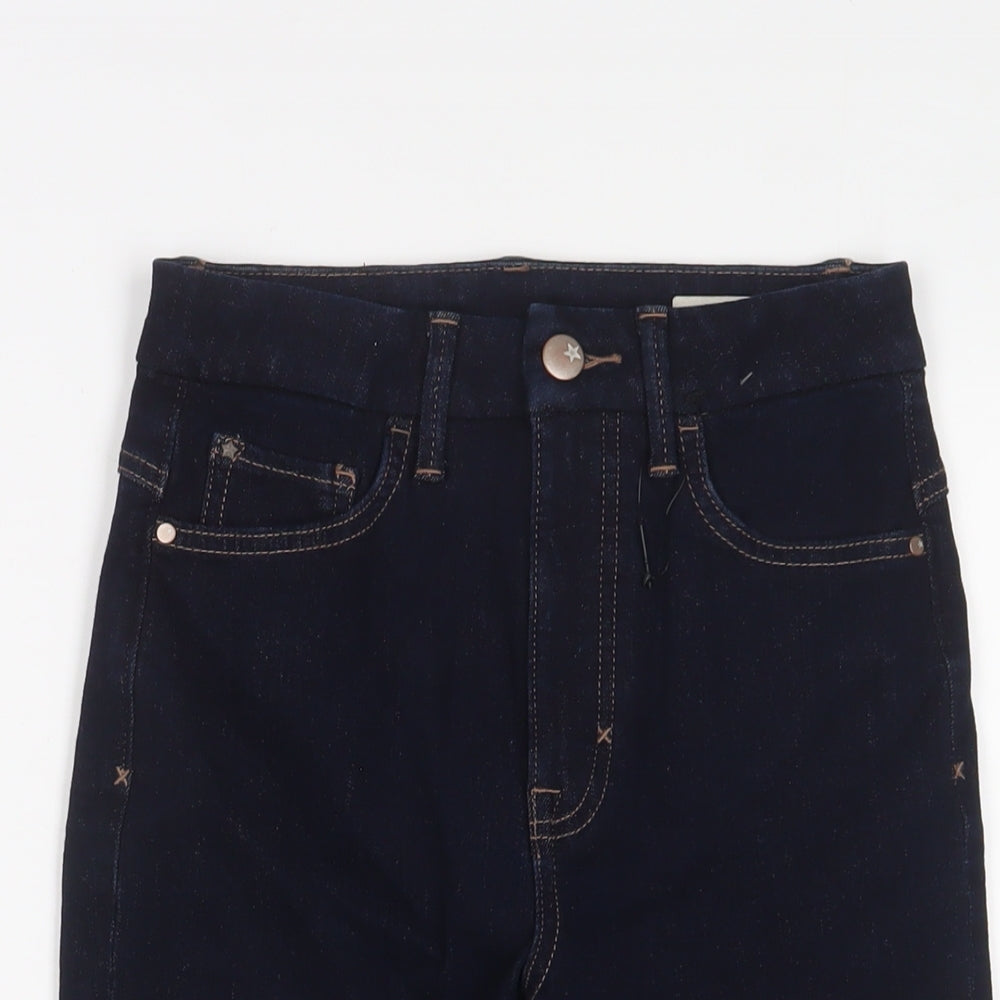 Marks and Spencer Womens Blue Cotton Bermuda Shorts Size 6 L14 in Regular Zip