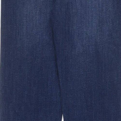 Marks and Spencer Womens Blue Cotton Straight Jeans Size 12 L30 in Regular Zip