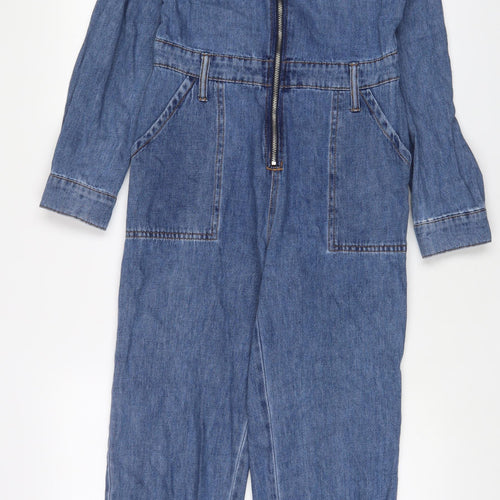 Denim & Co. Womens Blue Cotton Dungaree One-Piece Size 10 L29 in Zip