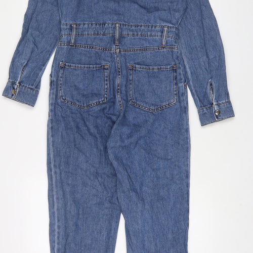 Denim & Co. Womens Blue Cotton Dungaree One-Piece Size 10 L29 in Zip