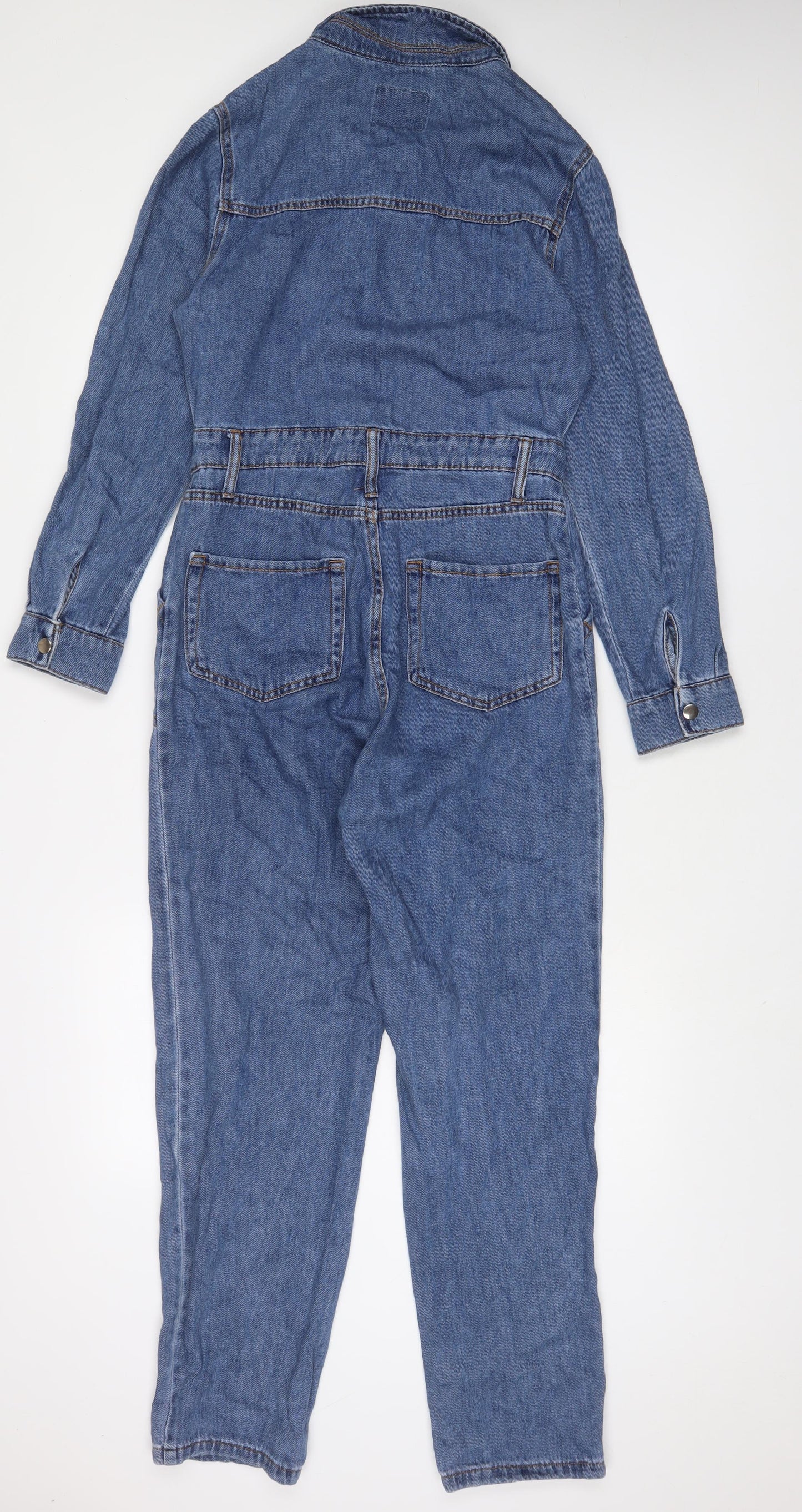 Denim & Co. Womens Blue Cotton Dungaree One-Piece Size 10 L29 in Zip