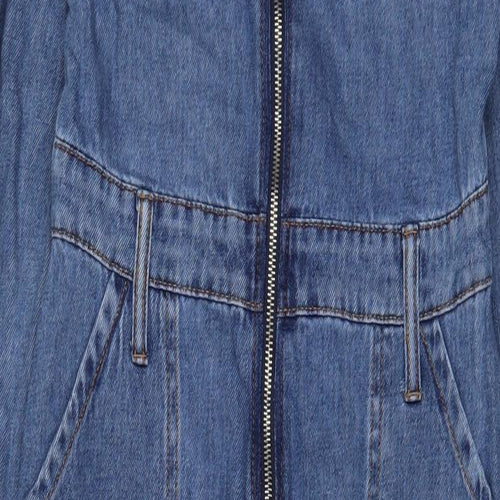 Denim & Co. Womens Blue Cotton Dungaree One-Piece Size 10 L29 in Zip