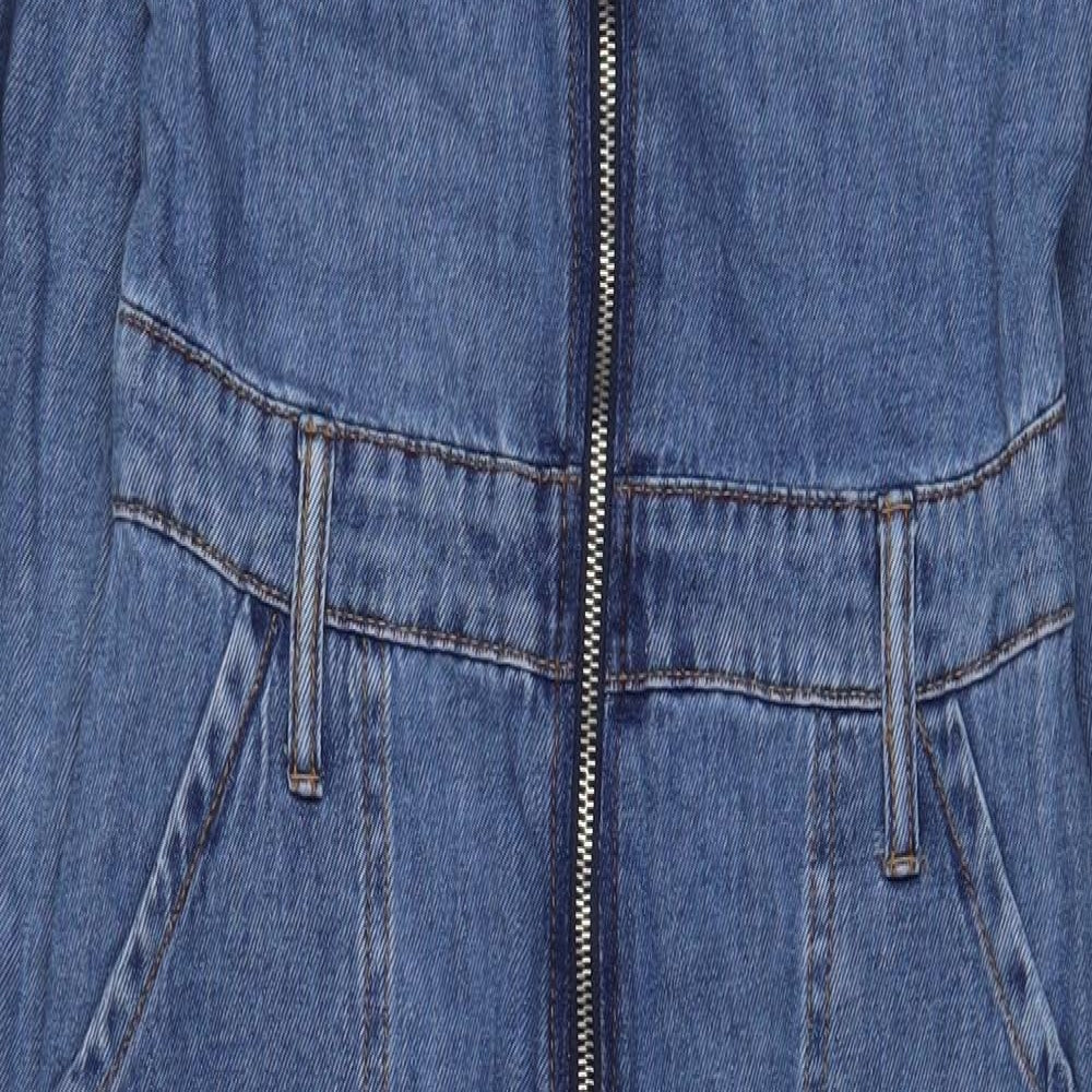 Denim & Co. Womens Blue Cotton Dungaree One-Piece Size 10 L29 in Zip