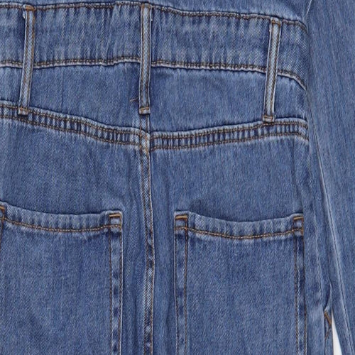 Denim & Co. Womens Blue Cotton Dungaree One-Piece Size 10 L29 in Zip