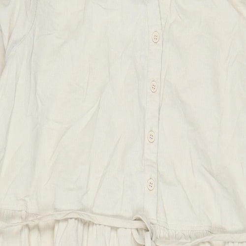 Marks and Spencer Womens Beige Cotton A-Line Size 22 V-Neck Button - Belted