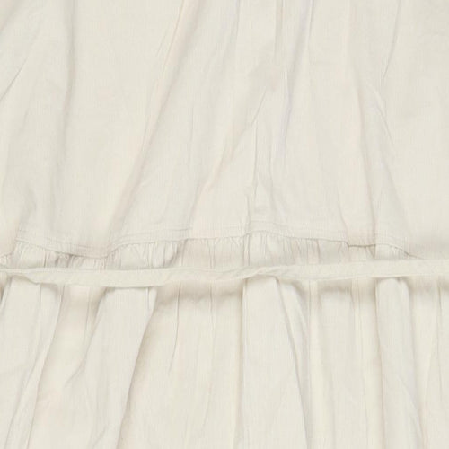 Marks and Spencer Womens Beige Cotton A-Line Size 22 V-Neck Button - Belted