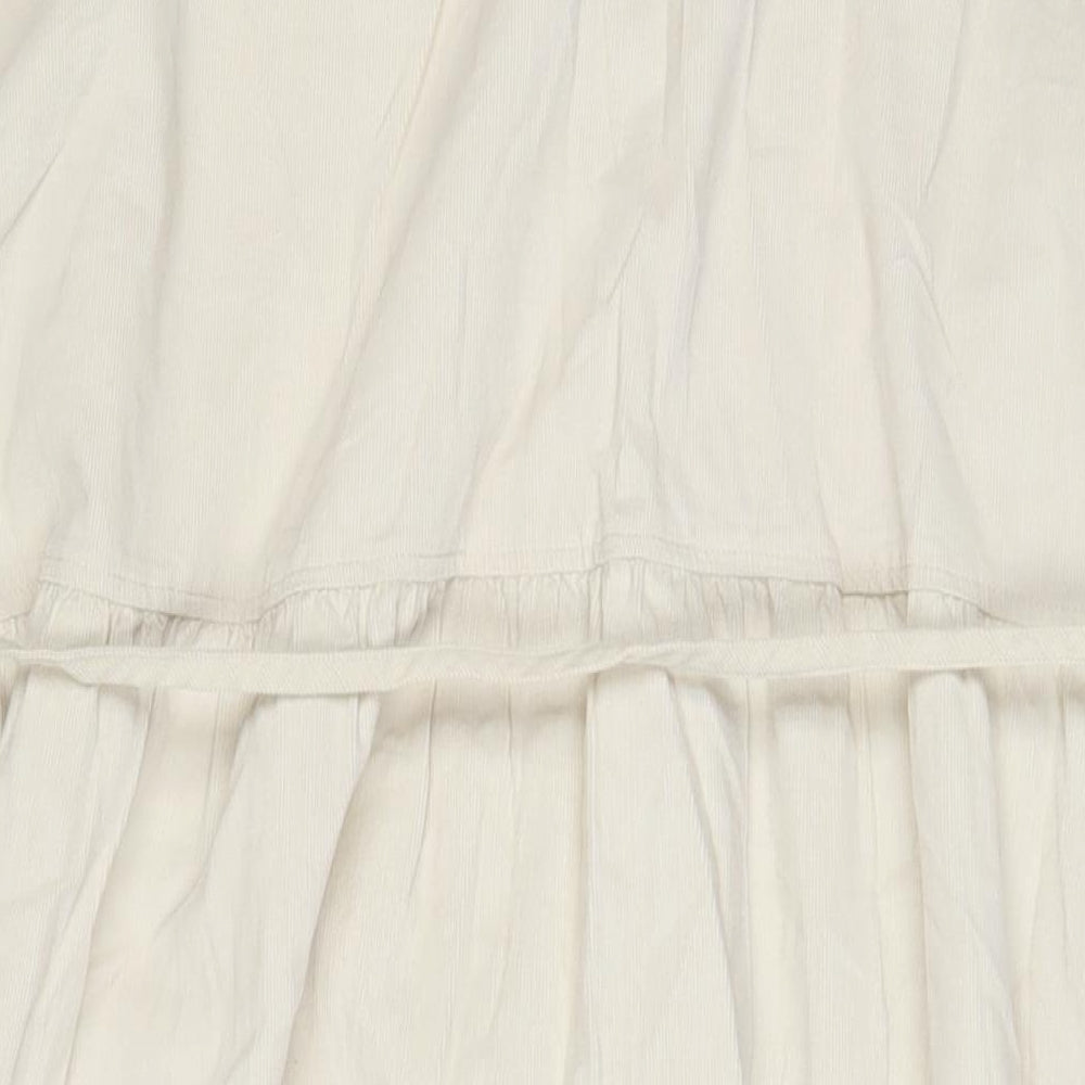 Marks and Spencer Womens Beige Cotton A-Line Size 22 V-Neck Button - Belted