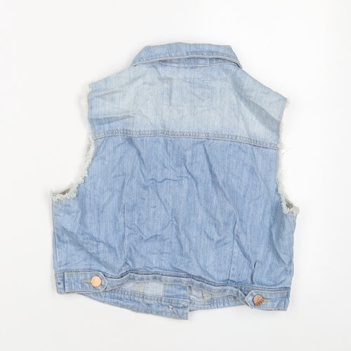 Denim & Co. Womens Blue Gilet Jacket Size 14 Button