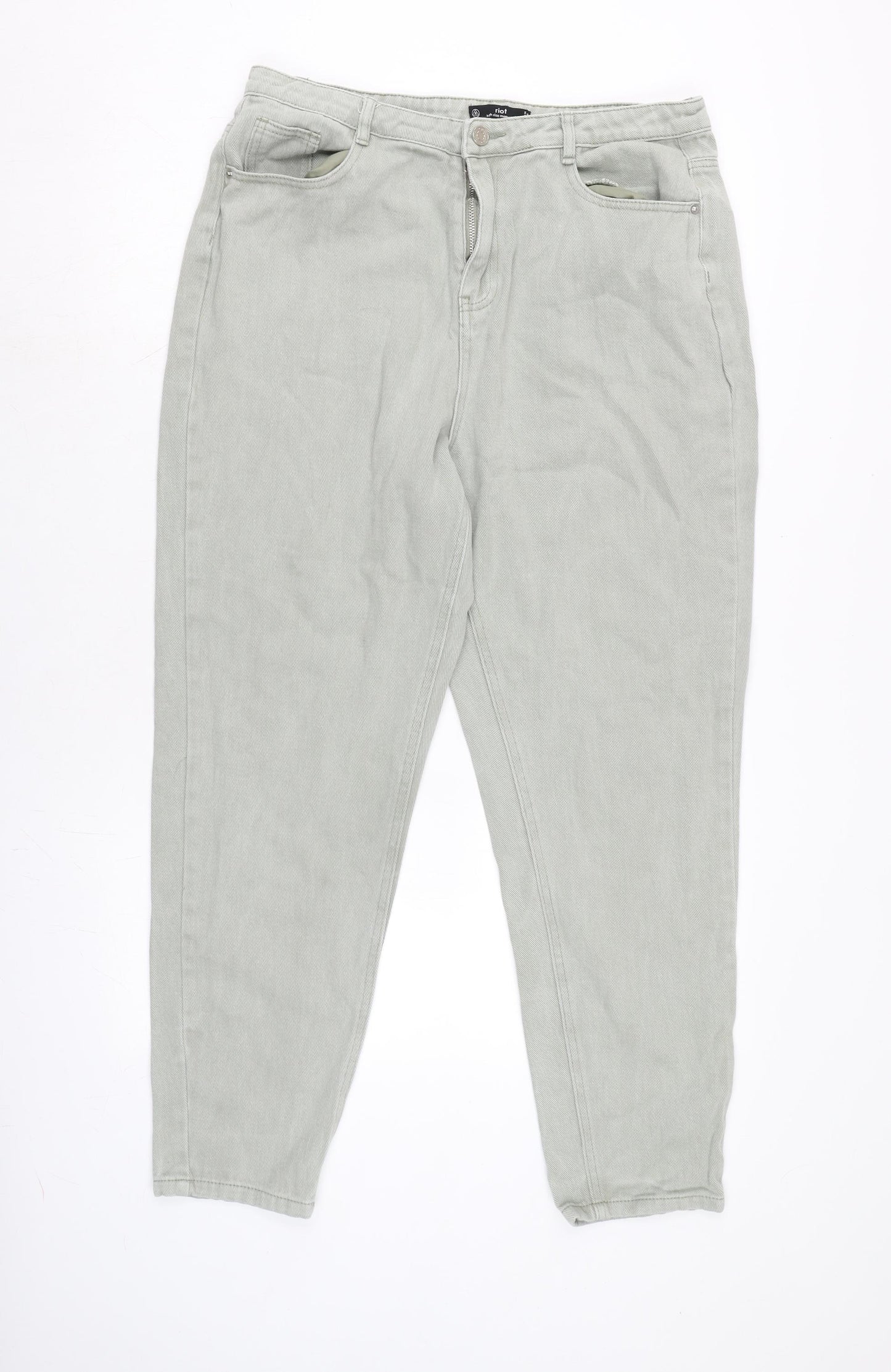 Riot Womens Green Cotton Tapered Jeans Size 32 in L27.5 in Regular Zip