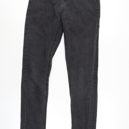 Denim & Co. Womens Grey Cotton Blend Straight Jeans Size 6 L28 in Regular Zip