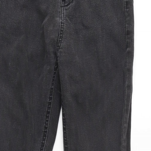 Denim & Co. Womens Grey Cotton Blend Straight Jeans Size 6 L28 in Regular Zip