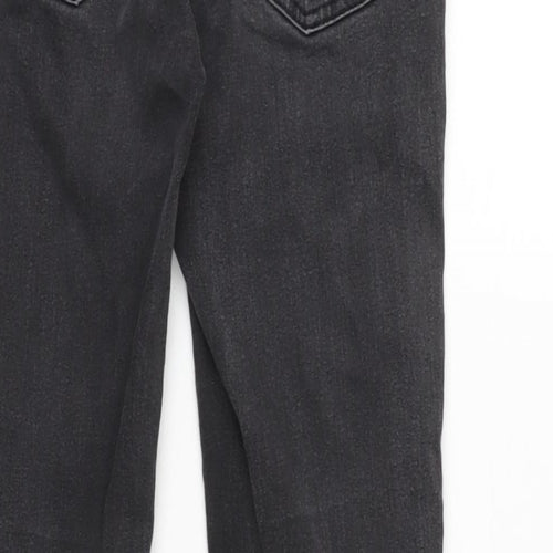 Denim & Co. Womens Grey Cotton Blend Straight Jeans Size 6 L28 in Regular Zip