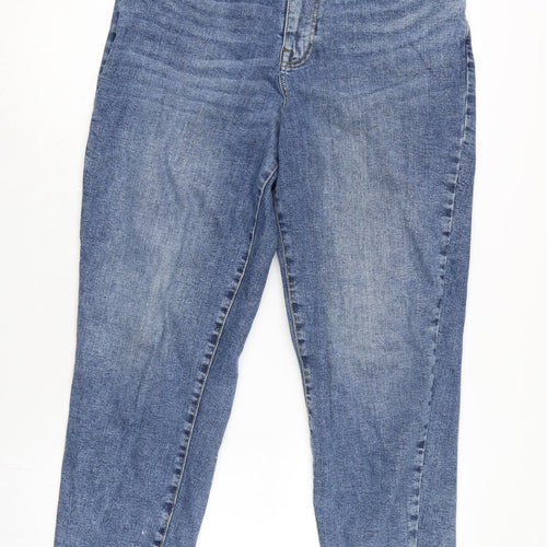 George Womens Blue Cotton Blend Straight Jeans Size 10 L27.5 in Regular Zip - Raw Hem