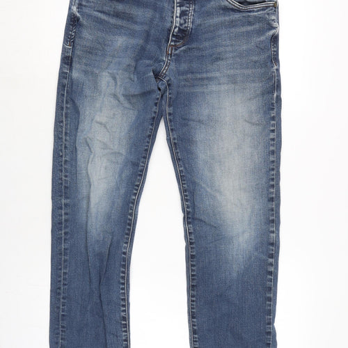 NEXT Mens Blue Cotton Blend Straight Jeans Size 32 in L29 in Regular Button
