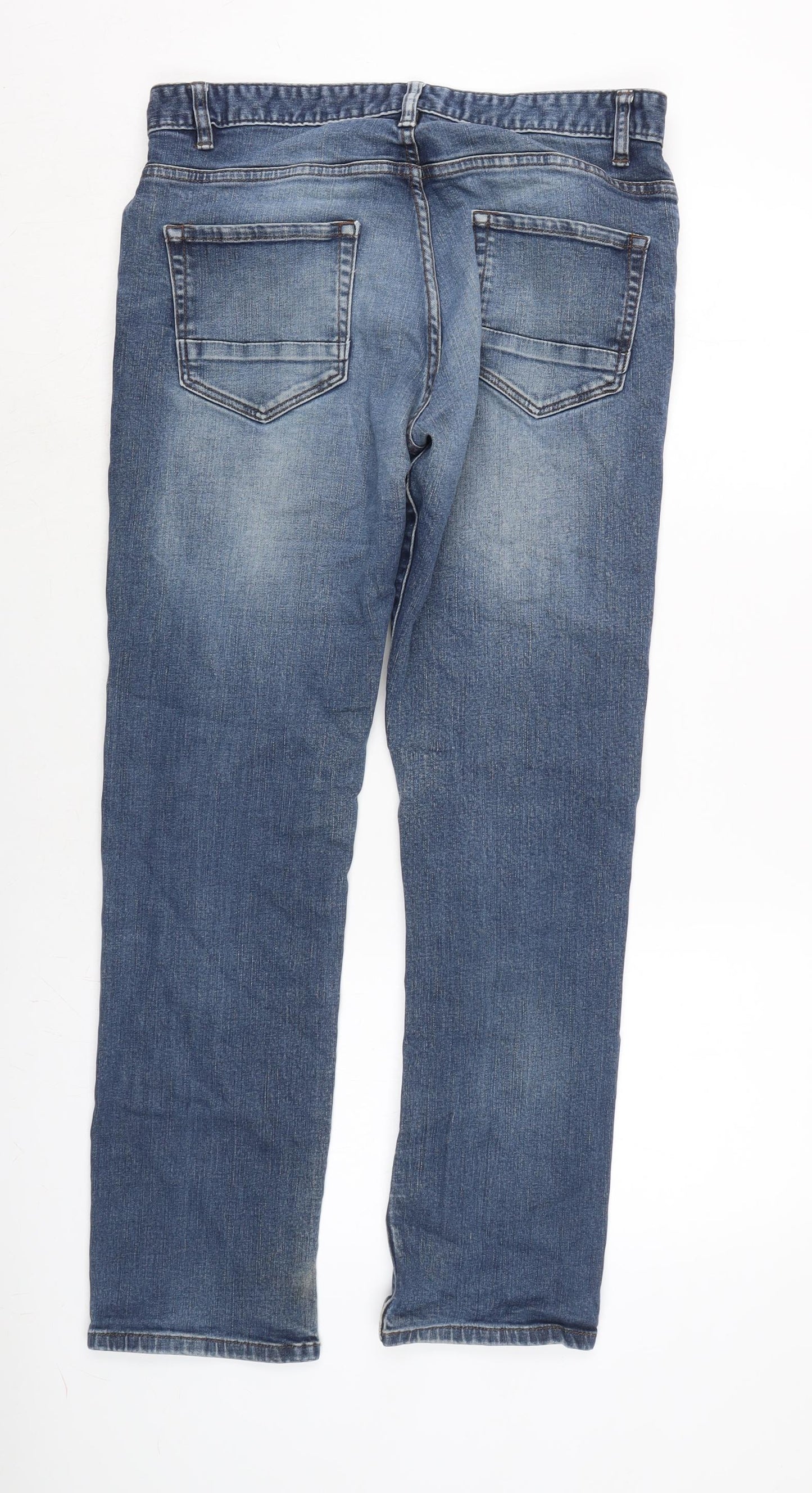NEXT Mens Blue Cotton Blend Straight Jeans Size 32 in L29 in Regular Button