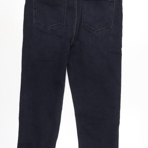 Marks and Spencer Womens Blue Cotton Blend Straight Jeans Size 16 L23 in Regular Zip