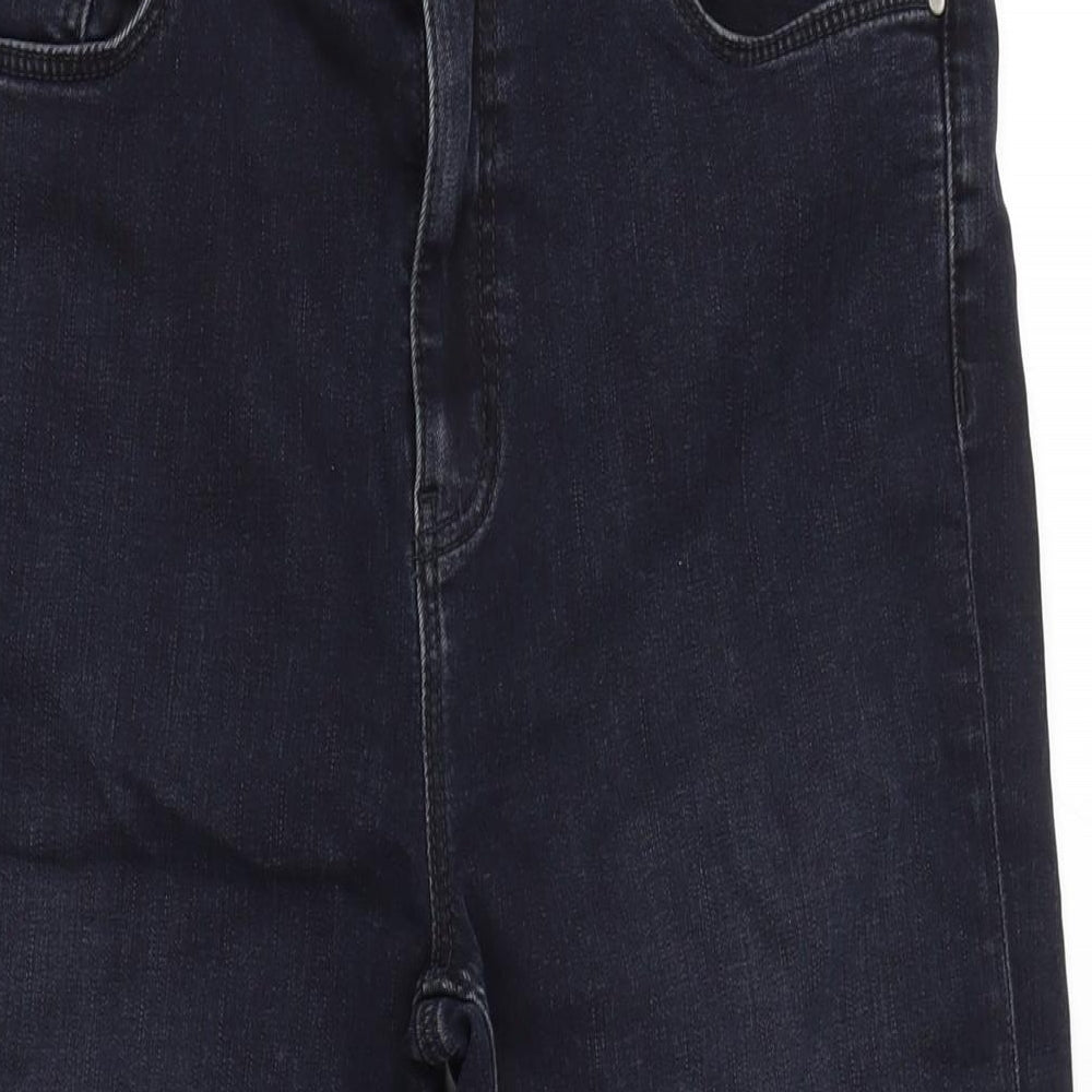 Marks and Spencer Womens Blue Cotton Blend Straight Jeans Size 16 L23 in Regular Zip