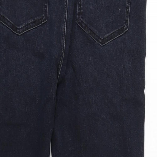 Marks and Spencer Womens Blue Cotton Blend Straight Jeans Size 16 L23 in Regular Zip