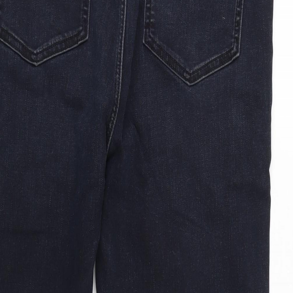 Marks and Spencer Womens Blue Cotton Blend Straight Jeans Size 16 L23 in Regular Zip