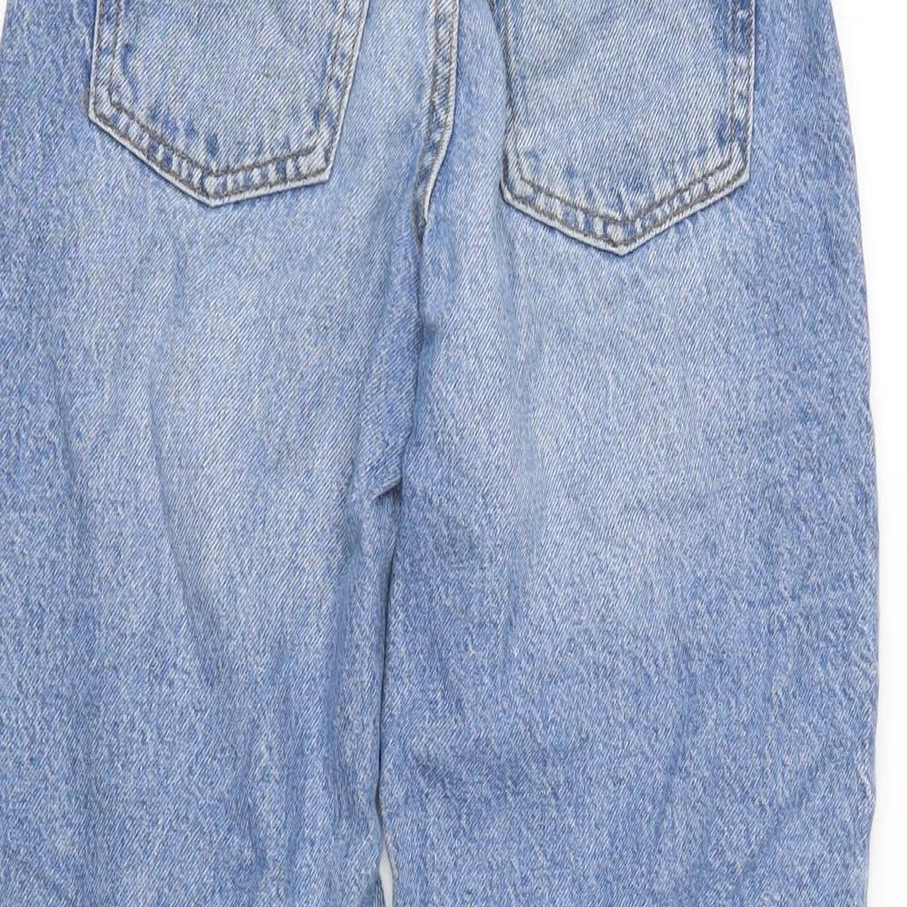 Denim & Co. Girls Blue Cotton Wide-Leg Jeans Size 9-10 Years L24.5 in Regular Zip