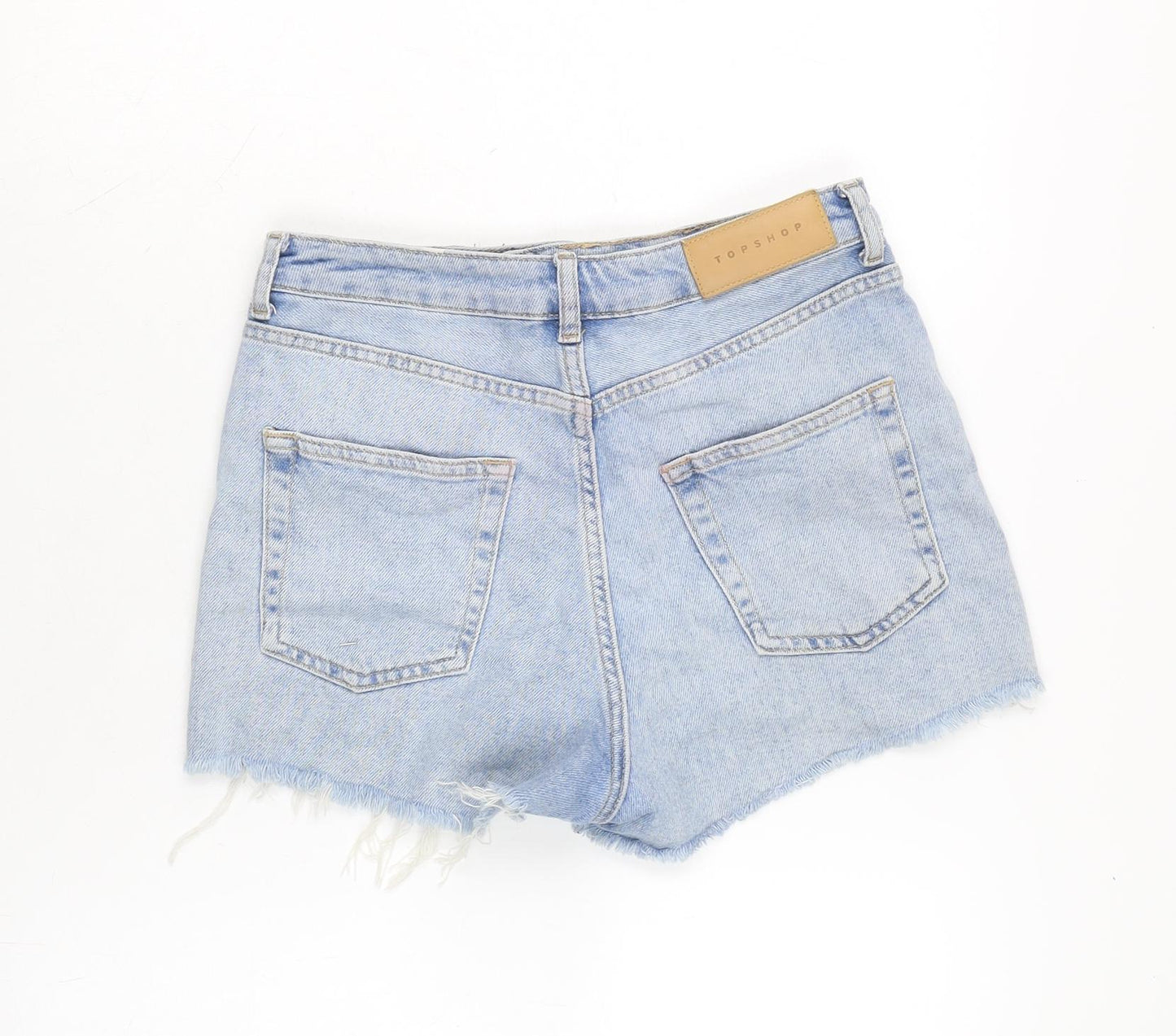 Topshop Womens Blue Cotton Cut-Off Shorts Size 10 Regular Zip