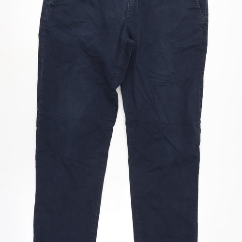 Ted Baker Mens Blue Cotton Trousers Size 38 in L31 in Regular Zip