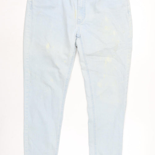 Avenue Womens Blue Cotton Blend Straight Jeans Size 18 L30 in Regular Zip
