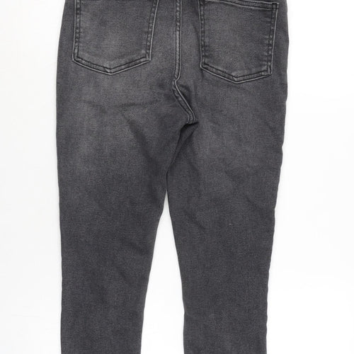 New Look Womens Green Cotton Blend Skinny Jeans Size 10 L24 in Regular Zip - Raw Hem.