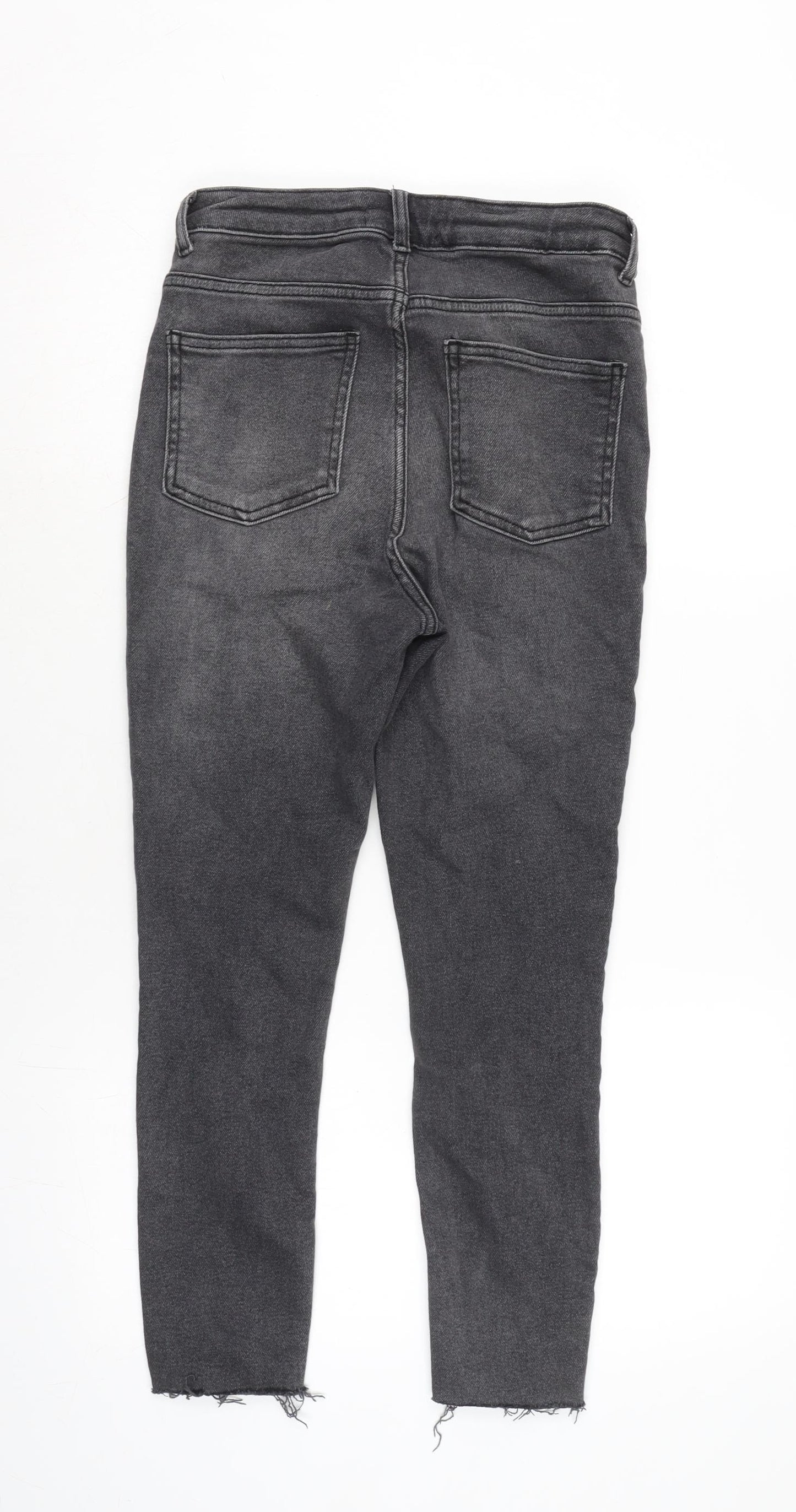 New Look Womens Green Cotton Blend Skinny Jeans Size 10 L24 in Regular Zip - Raw Hem.