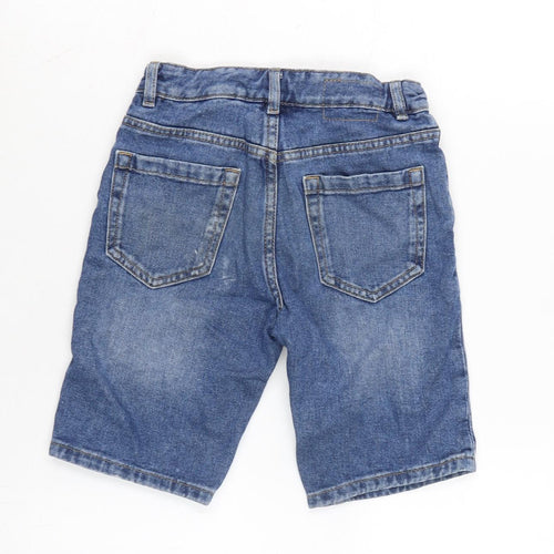 Marks and Spencer Boys Blue Cotton Bermuda Shorts Size 6-7 Years Regular Zip - Waist-21In.