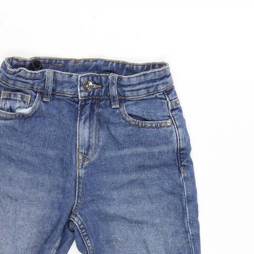 Marks and Spencer Boys Blue Cotton Bermuda Shorts Size 6-7 Years Regular Zip - Waist-21In.