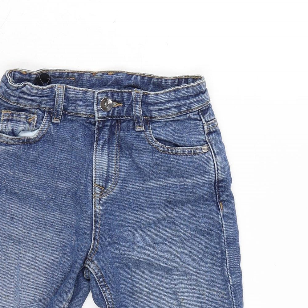 Marks and Spencer Boys Blue Cotton Bermuda Shorts Size 6-7 Years Regular Zip - Waist-21In.