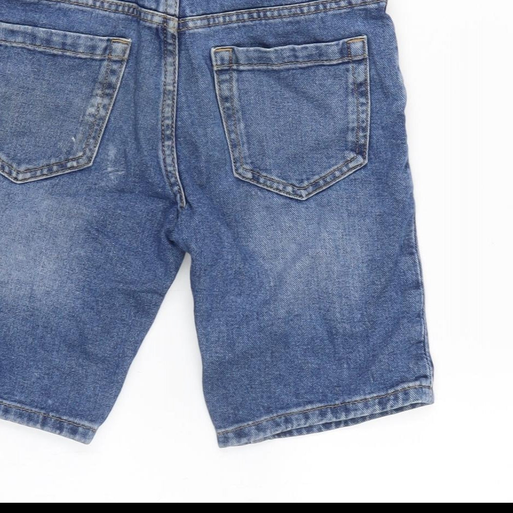 Marks and Spencer Boys Blue Cotton Bermuda Shorts Size 6-7 Years Regular Zip - Waist-21In.
