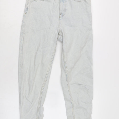 Denim & Co. Womens Blue Cotton Tapered Jeans Size 4 L25 in Regular Zip