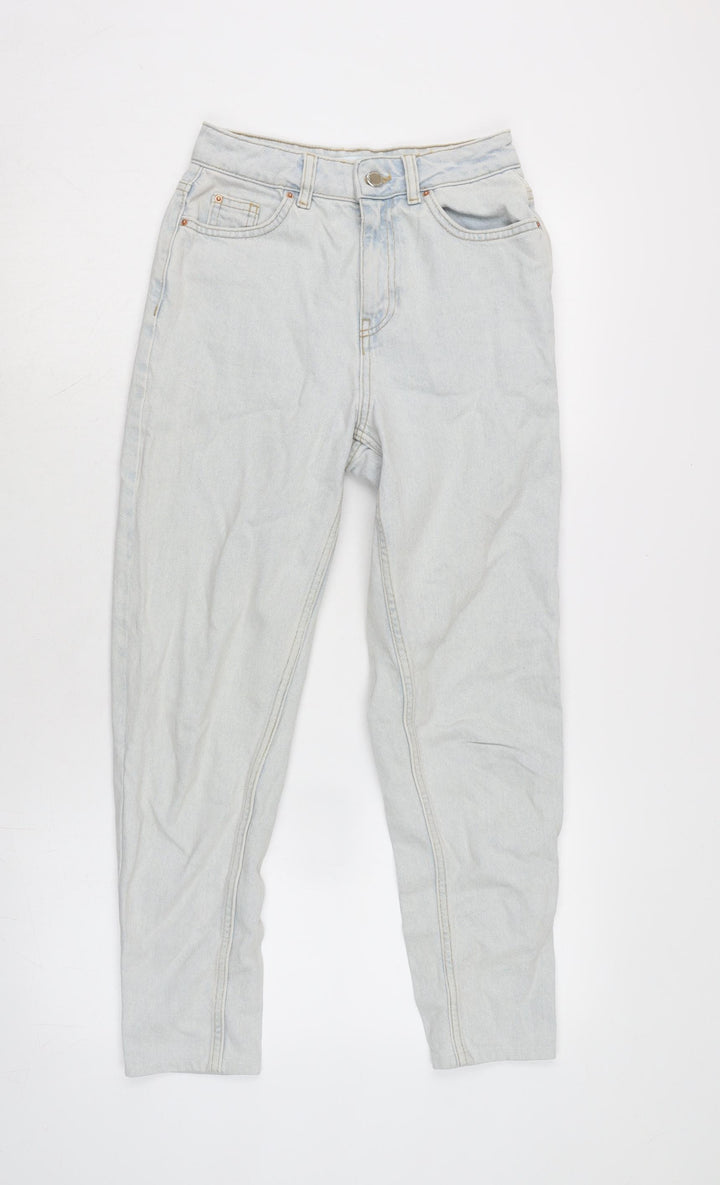 Denim & Co. Womens Blue Cotton Tapered Jeans Size 4 L25 in Regular Zip