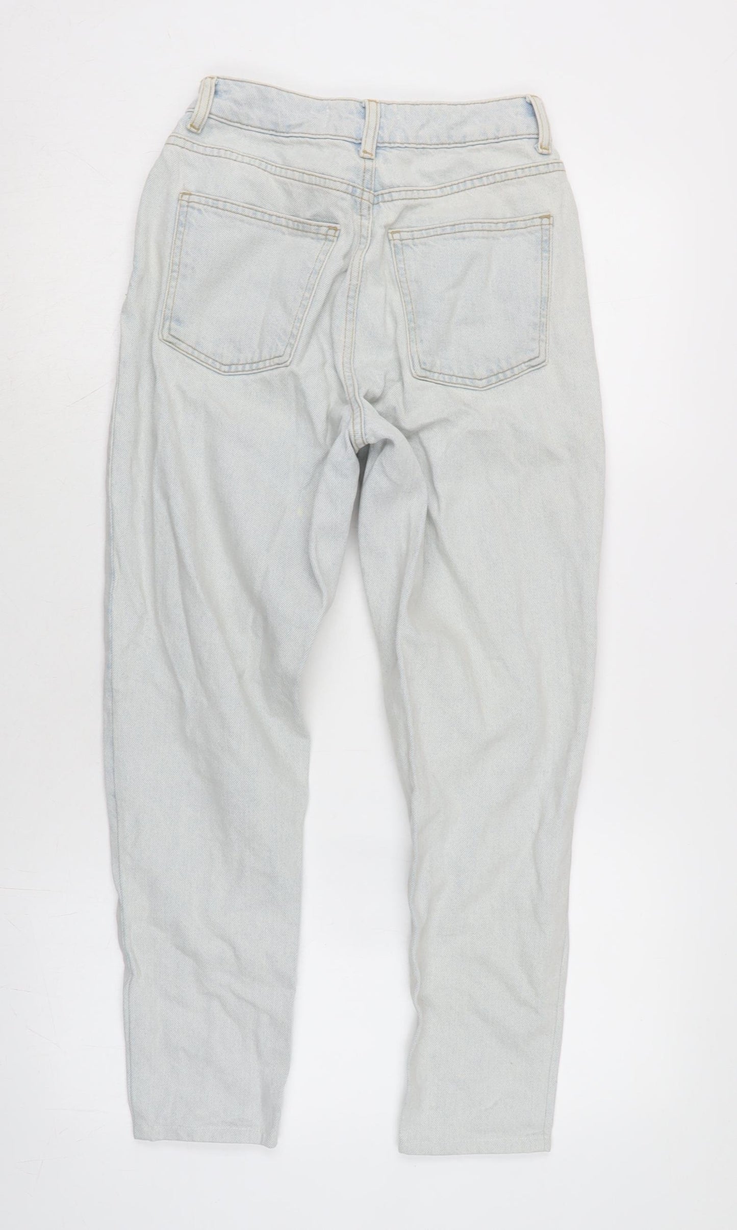 Denim & Co. Womens Blue Cotton Tapered Jeans Size 4 L25 in Regular Zip