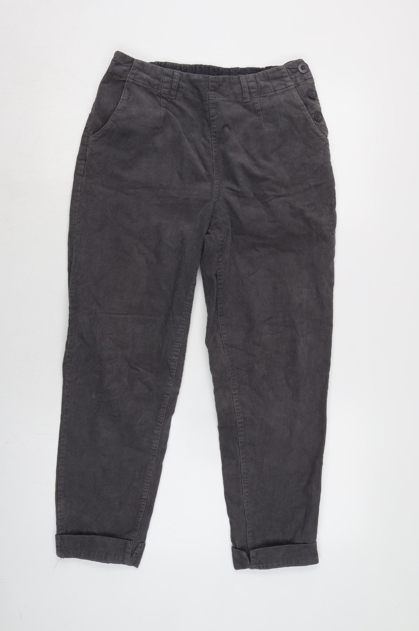 Trail board Womens Grey Cotton Trousers Size 8 L25.5 in Regular Button